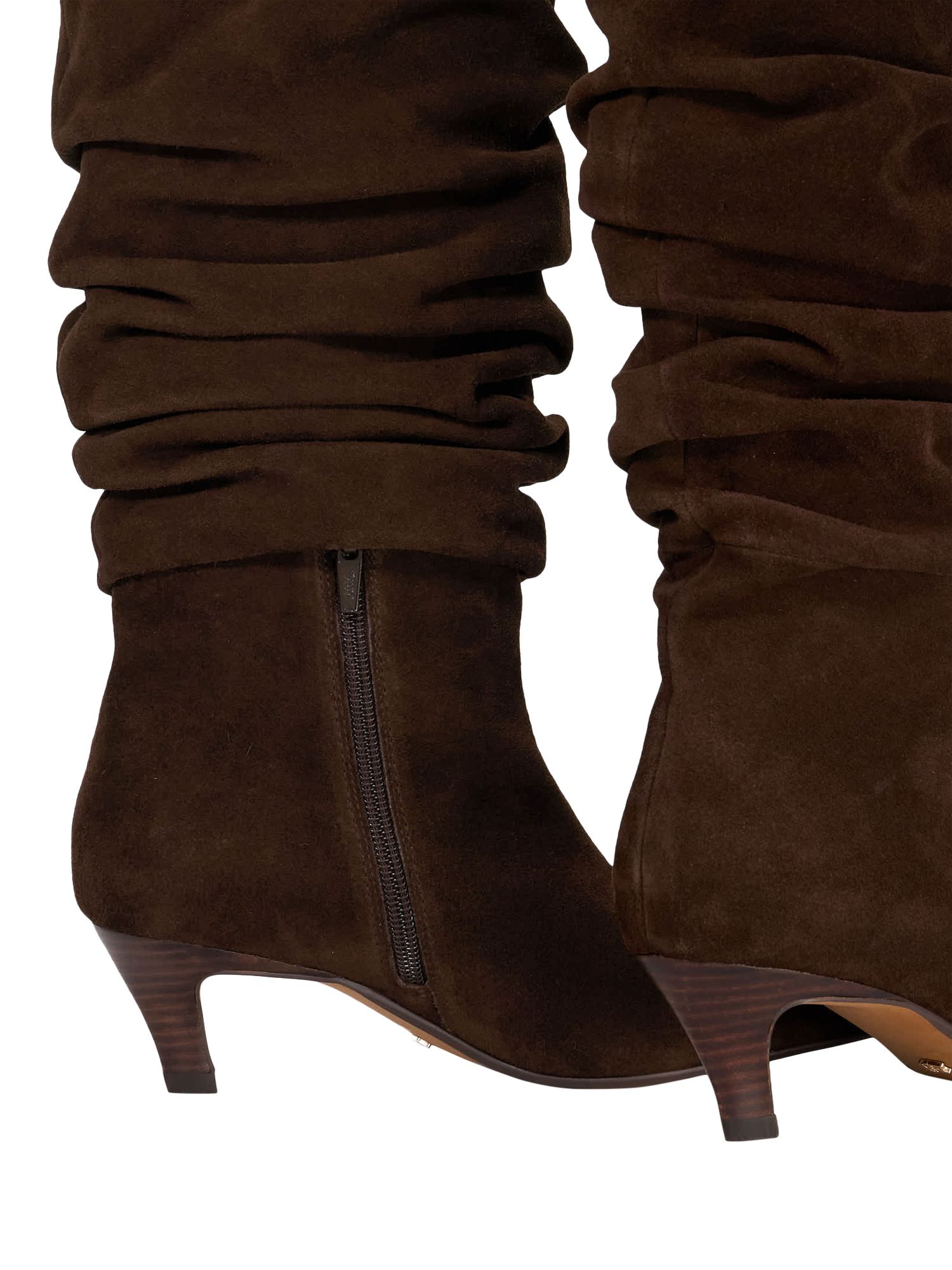 Product image 5 of 5, which shows Dune Saunders Suede Ruched Knee High Boots, Brown, EU36