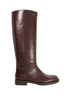 Dune London Tova Knee Length Leather Boots, Burgundy