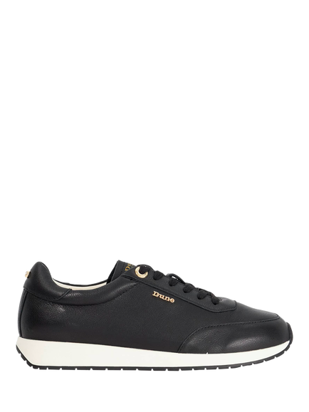 Dune London Ettah Leather Trainers, Black, Black