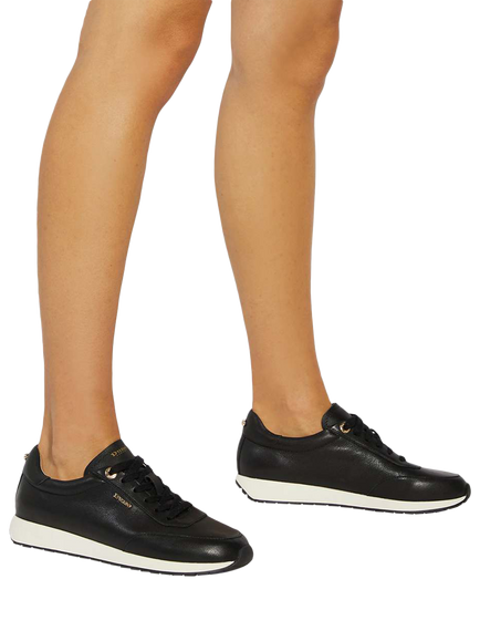 Dune London Ettah Leather Trainers, Black - view 2, Black