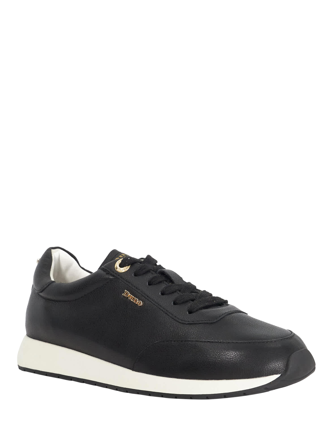 Product image 4 of 6, which shows Dune London Ettah Leather Trainers, Black, 3