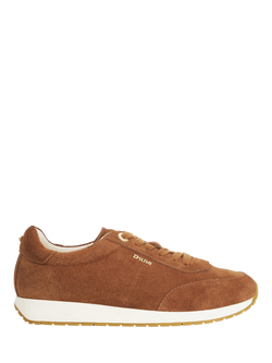 Dune London Ettah Suede Lace Up Trainers, Dark Tan