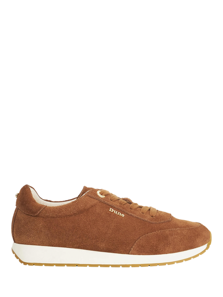 Dune London Ettah Suede Lace Up Trainers, Dark Tan