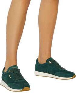 Dune London Ettah Suede Lace Up Trainers - view 2, Green
