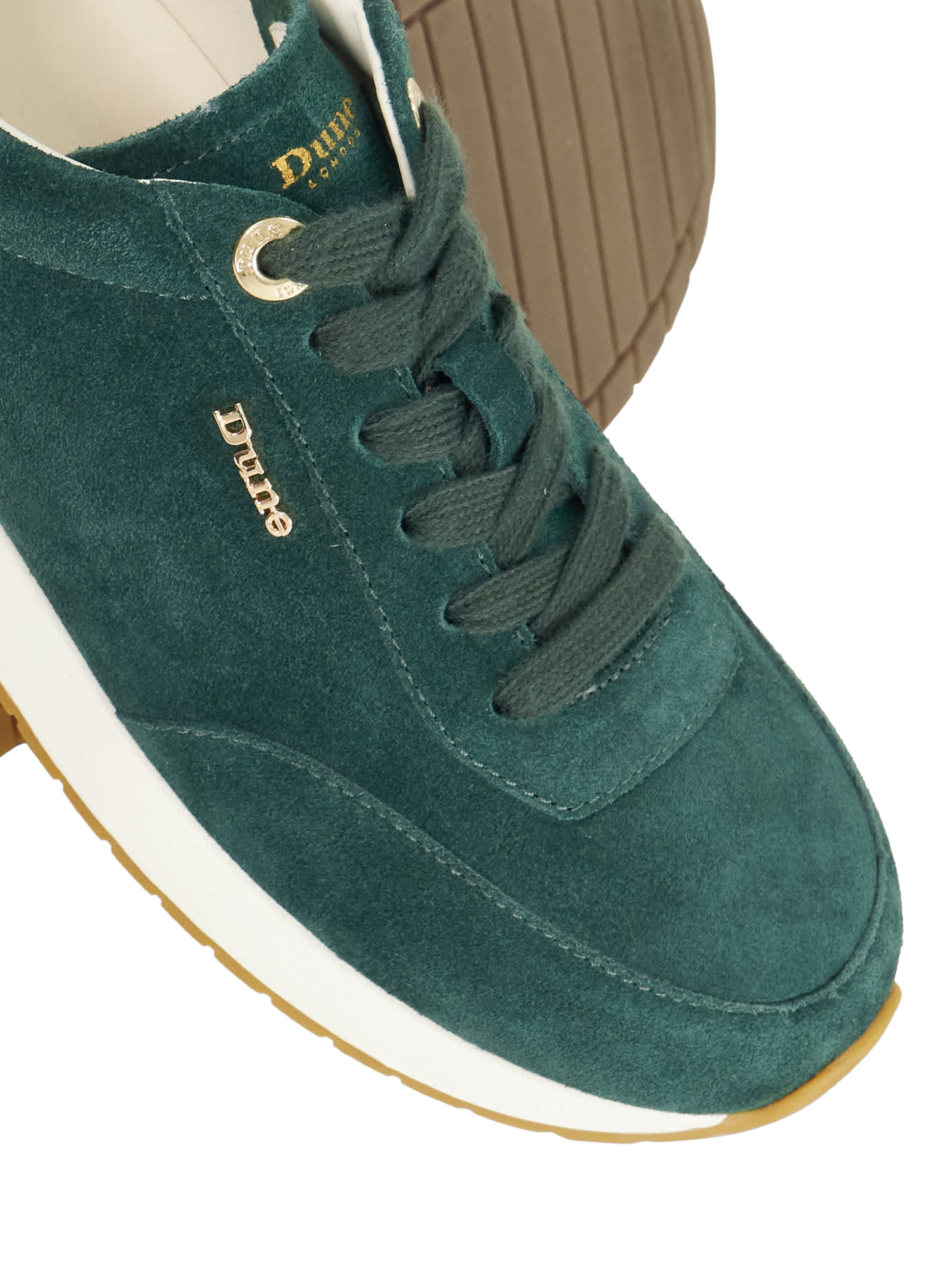 Product image 6 of 6, which shows Dune London Ettah Suede Upper Flatform Heel, Green, EU36