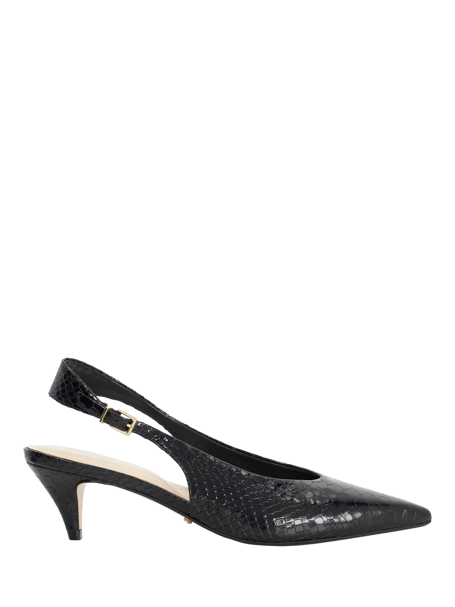 Product image 1 of 6, which shows Dune London Connect High-Cut Leather Slingback Shoes, Black, EU36