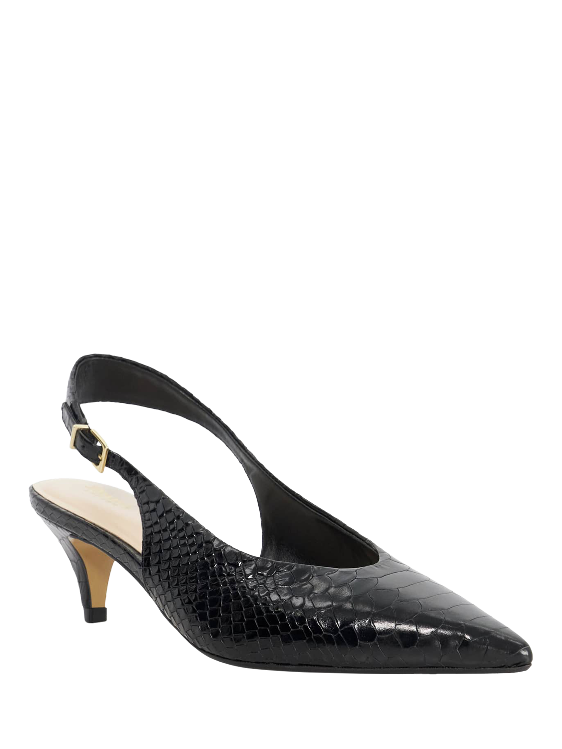 Product image 4 of 6, which shows Dune London Connect High-Cut Leather Slingback Shoes, Black, EU36