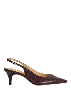 Dune London Distinctive Leather Stiletto Heel Slingback Court Shoes, Burgundy, Burgundy