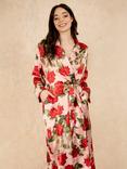 Their Nibs Rose Print Satin Grandpa Dressing Gown, Pink