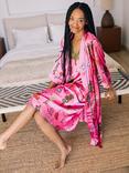 Their Nibs Magik Satin Kimono Dressing Gown, Pink