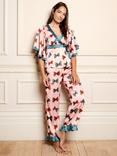 Their Nibs Bow Satin Wrap Long Pyjama Set, Light Pink