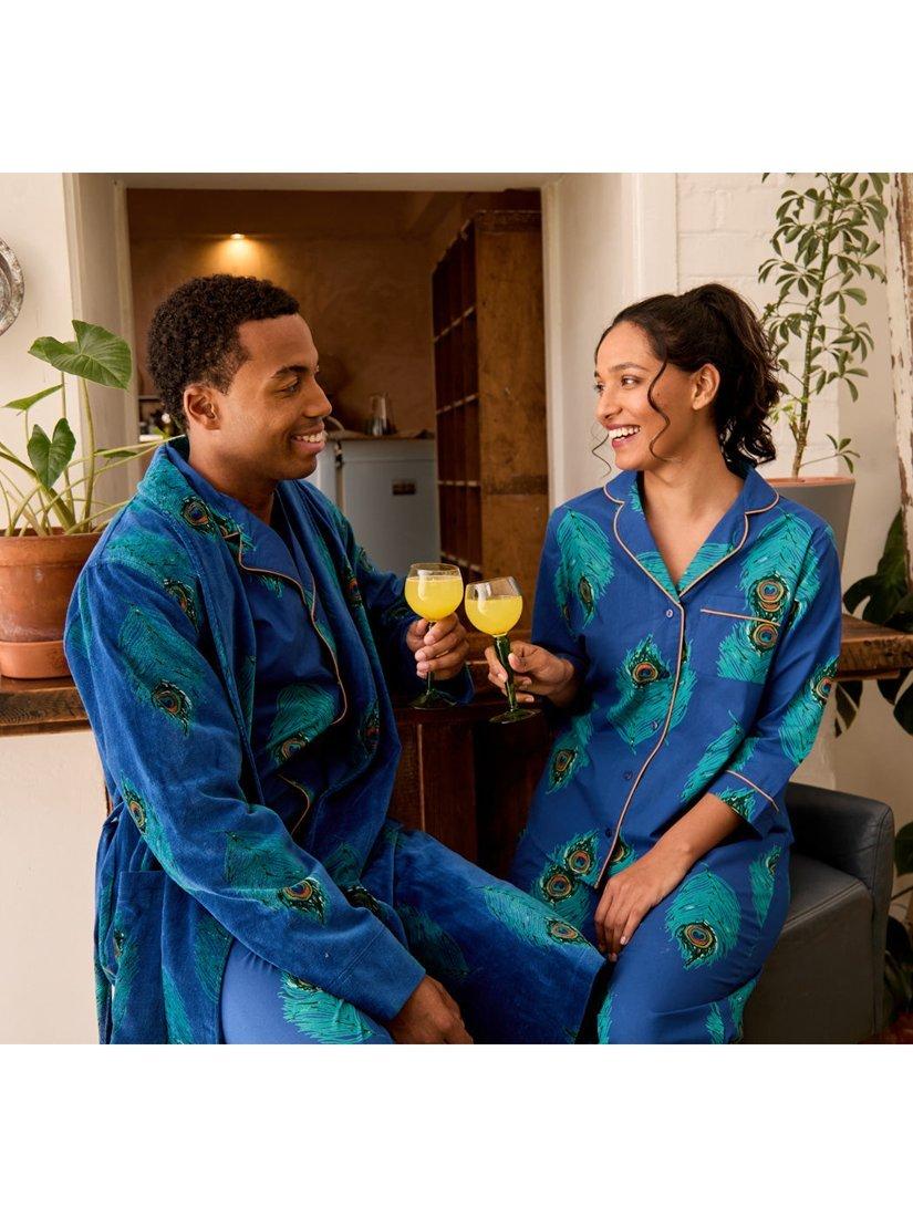 Product image 4 of 4, which shows Their Nibs Peacocks Capri Pyjama Set, Navy, M