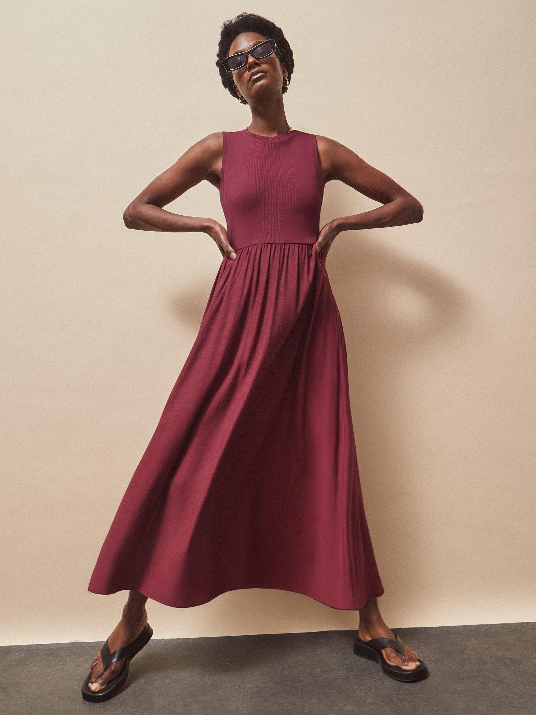 Product image 3 of 5, which shows Ro&Zo Petite Split Sleeveless Midi Dress, Purple, 16Pt