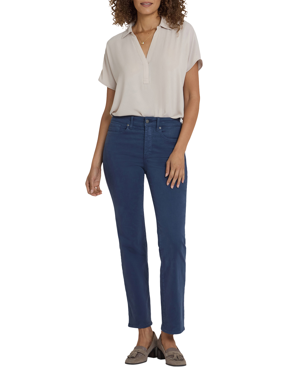 Product image 1 of 5, which shows NYDJ Marilyn Straight Leg Jeans, Vintage Navy, 22