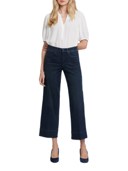 NYDJ Teresa Wide Leg Ankle Jeans with 3” Hem, Obsidian Blue