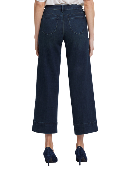 NYDJ Teresa Wide Leg Ankle Jeans with 3” Hem - view 2, Obsidian Blue