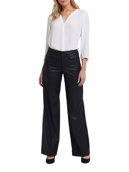 NYDJ Teresa Wide Leg Coated Jeans, Black, Black