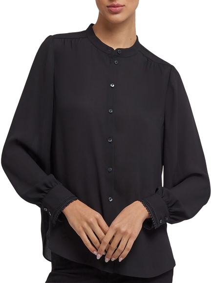 NYDJ Janie Long Sleeve Round Neck Blouse, Black