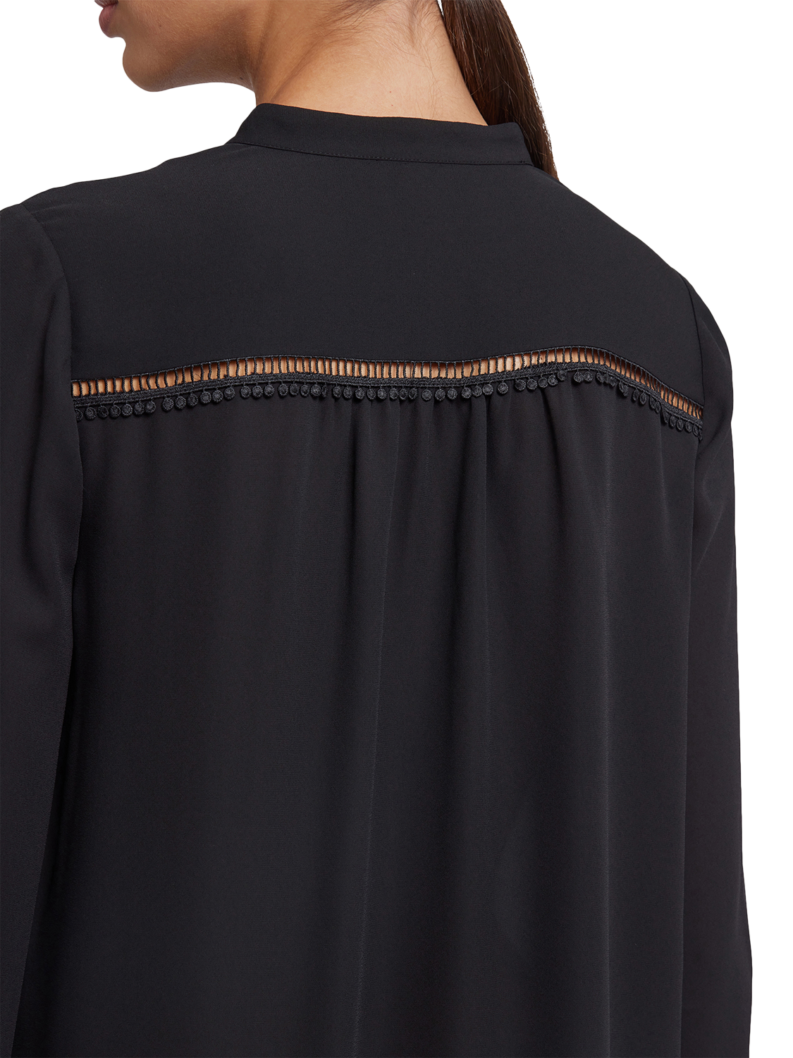 Product image 6 of 6, which shows NYDJ Janie Long Sleeve Round Neck Blouse, Black, XS