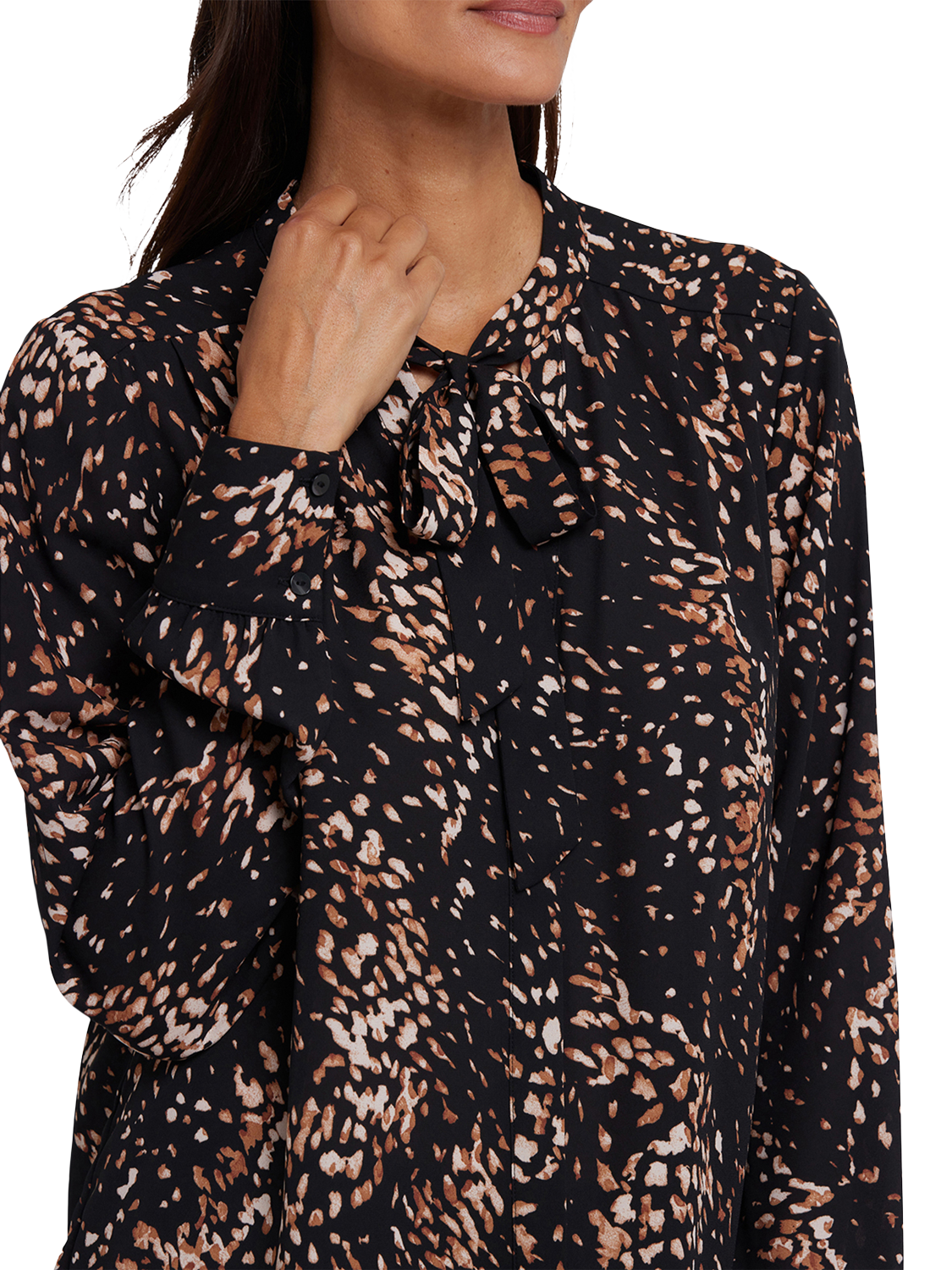 Product image 5 of 5, which shows NYDJ Abstract Tie Neck Top, Multi, XS