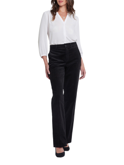 NYDJ Velveteen Straight Leg Trouser, Black, Black