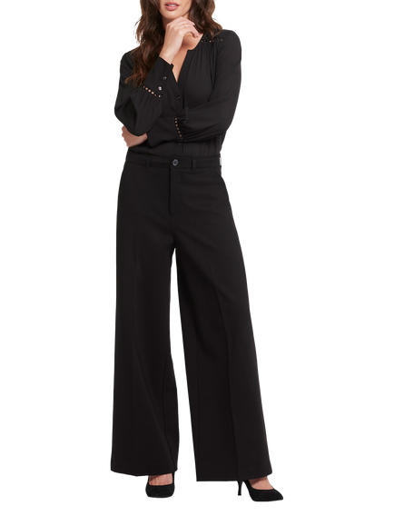 NYDJ Whitney High Rise Trousers in Ponte Knit Jersey, Black, Black