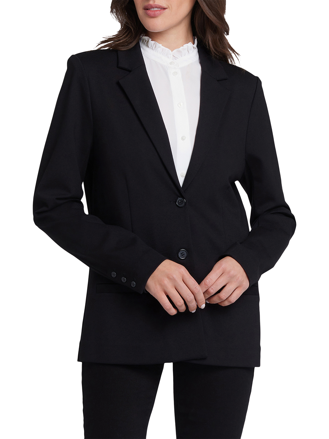 Product image 4 of 6, which shows NYDJ Long Sleeve Collar Blazer, Black, XS