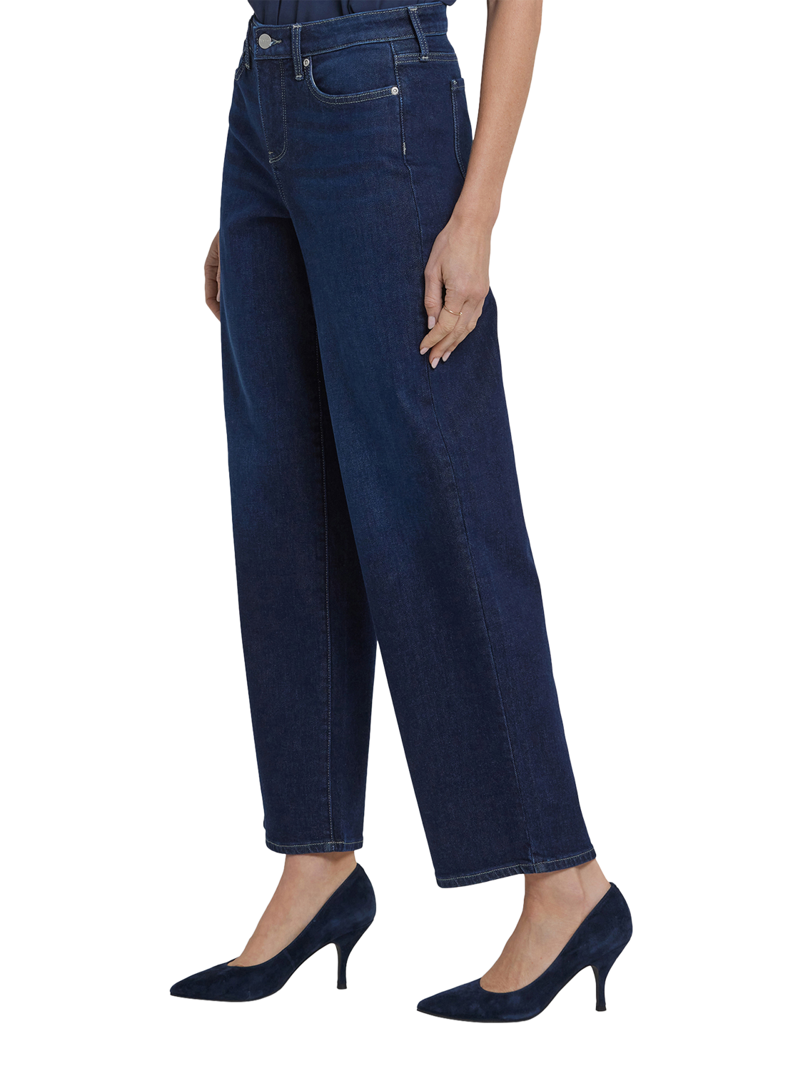Product image 3 of 5, which shows NYDJ Jemma High Rise Barrel Denim Jeans, Midnight Breeze, 4