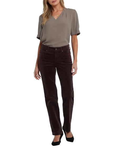 NYDJ Marilyn Straight Leg Corduroy Jeans, Bitter Chocolate