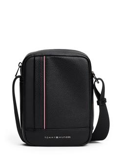 Tommy Hilfiger Metal Logo Crossbody Reporter Bag, Black, Black