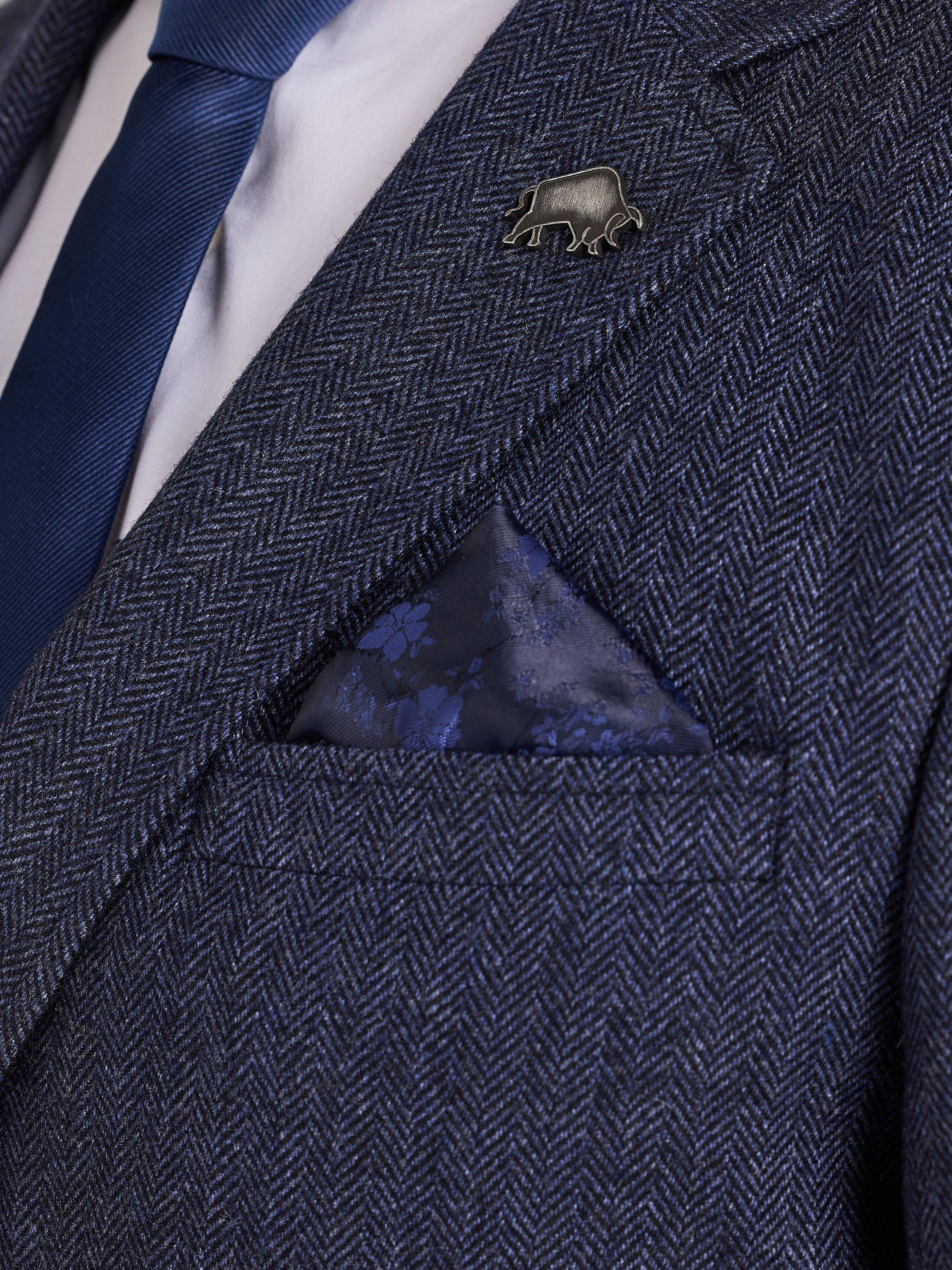 Product image 4 of 10, which shows Raging Bull Herringbone Wool Blend Blazer, Navy, S