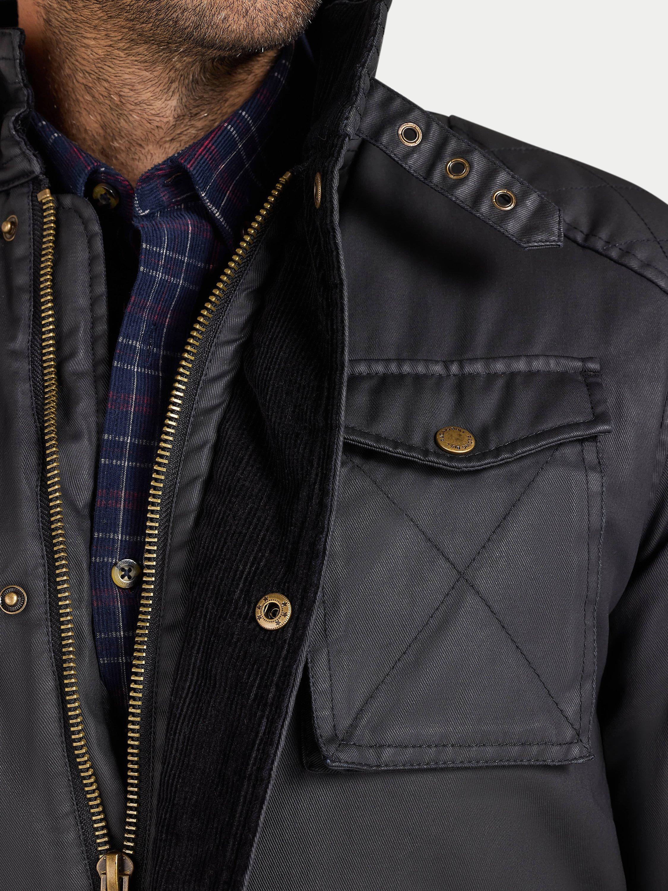 Product image 5 of 11, which shows Raging Bull Waxed Cotton Effect Jacket, Black, S