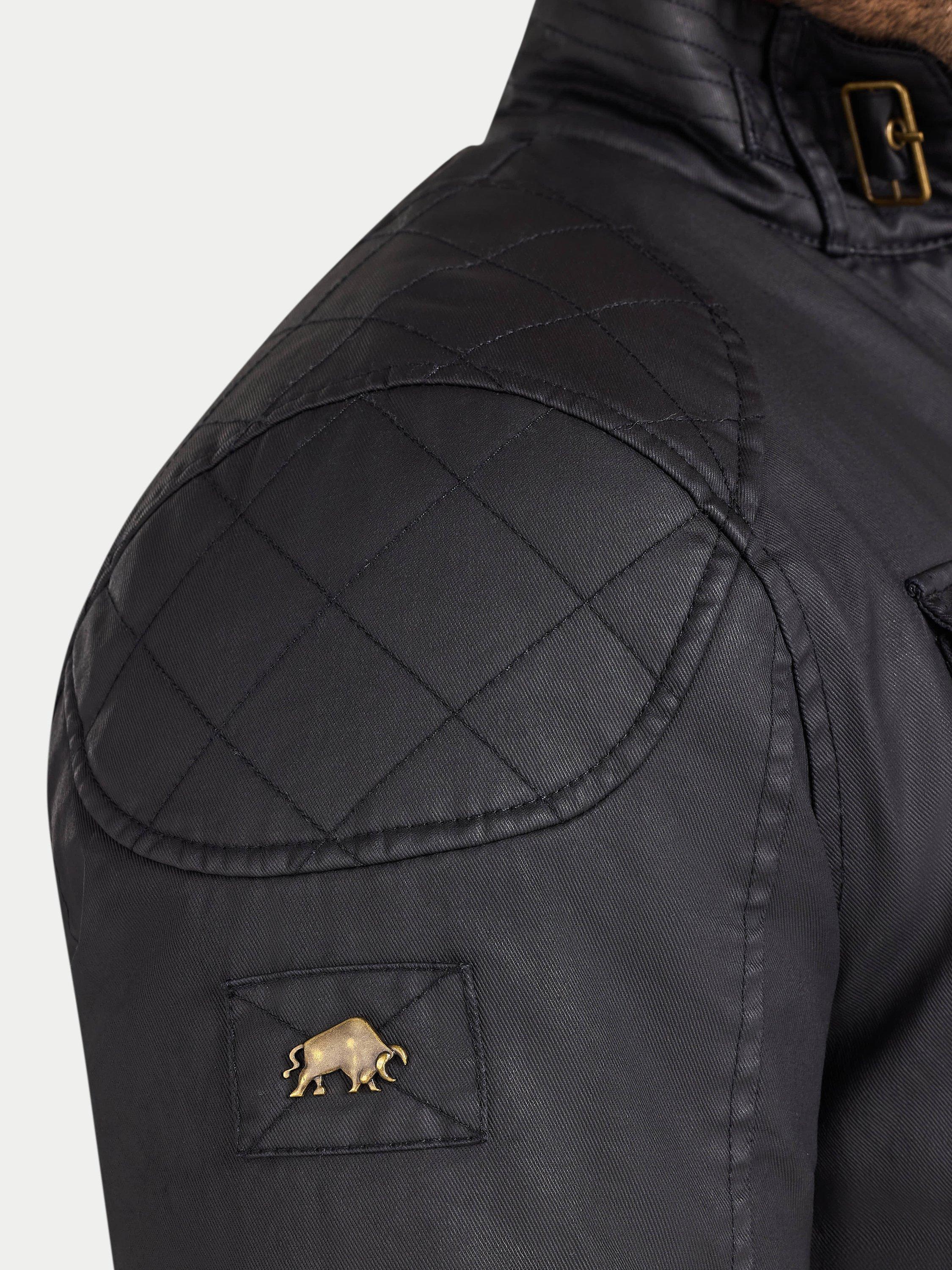 Product image 6 of 11, which shows Raging Bull Waxed Cotton Effect Jacket, Black, S