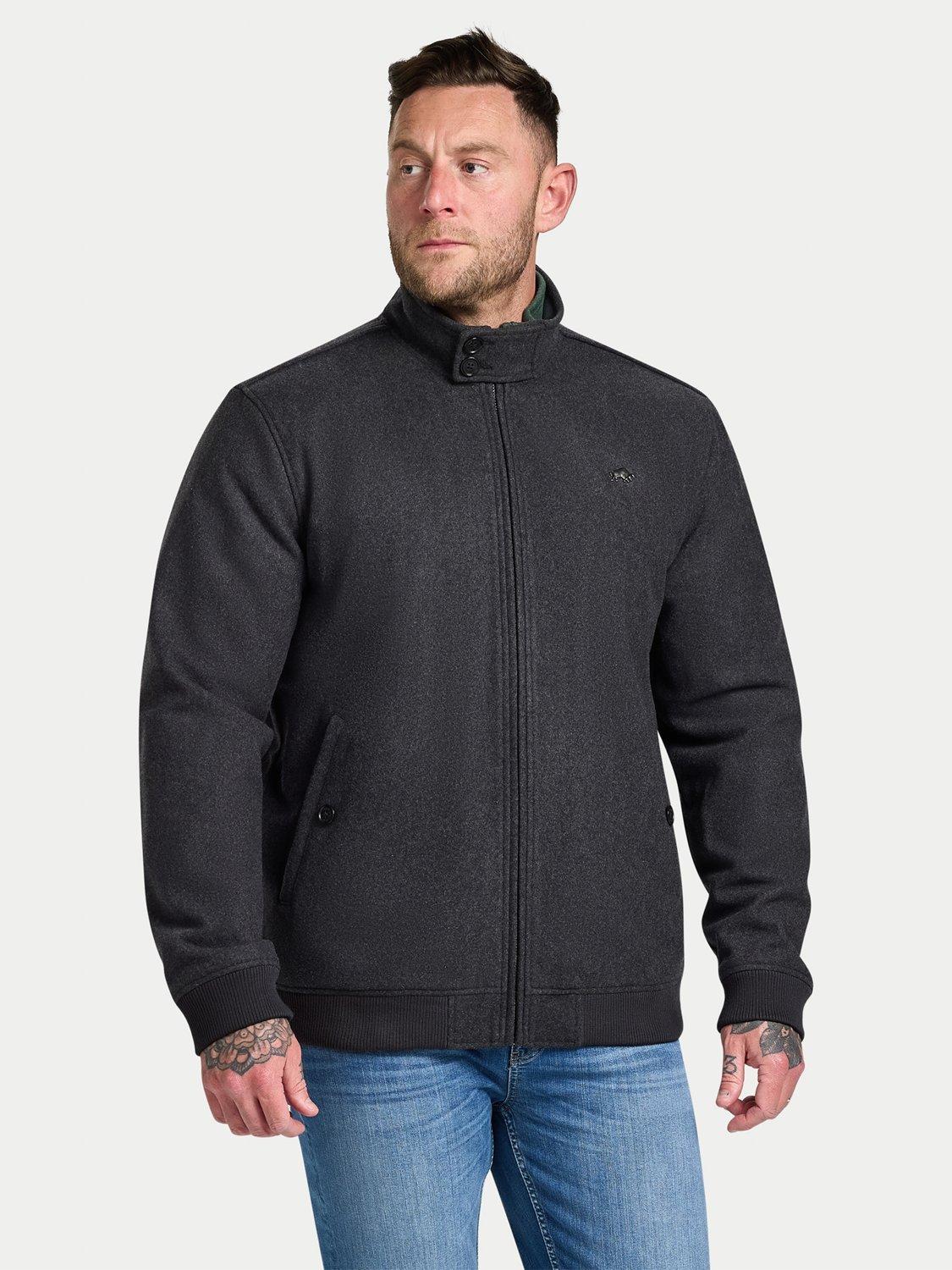 Product image 1 of 8, which shows Raging Bull Wool Harrington Jacket, Charcoal, S