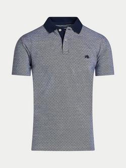 Raging Bull Cotton Regular Fit Short Sleeve Dobby Jersey Polo Shirt, Navy - view 2, Navy