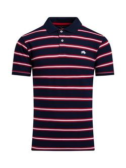 Raging Bull Classic Triple Stripe Birdseye Polo Shirt - view 2, Red