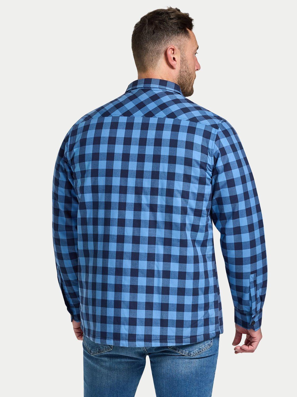 Product image 3 of 8, which shows Raging Bull Cotton Regular Fit Check Quilted Shacket, Navy, S