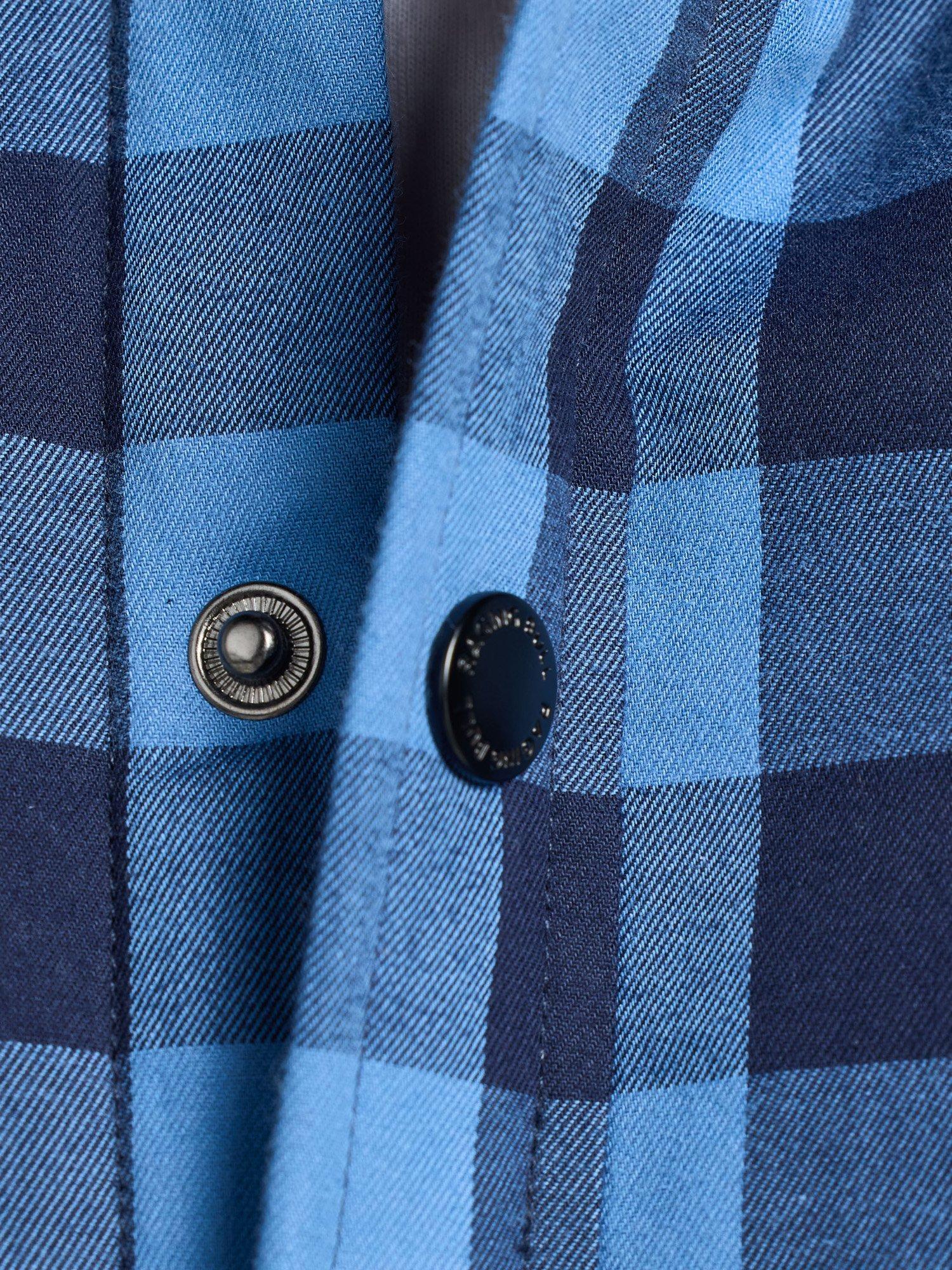 Product image 5 of 8, which shows Raging Bull Cotton Regular Fit Check Quilted Shacket, Navy, S