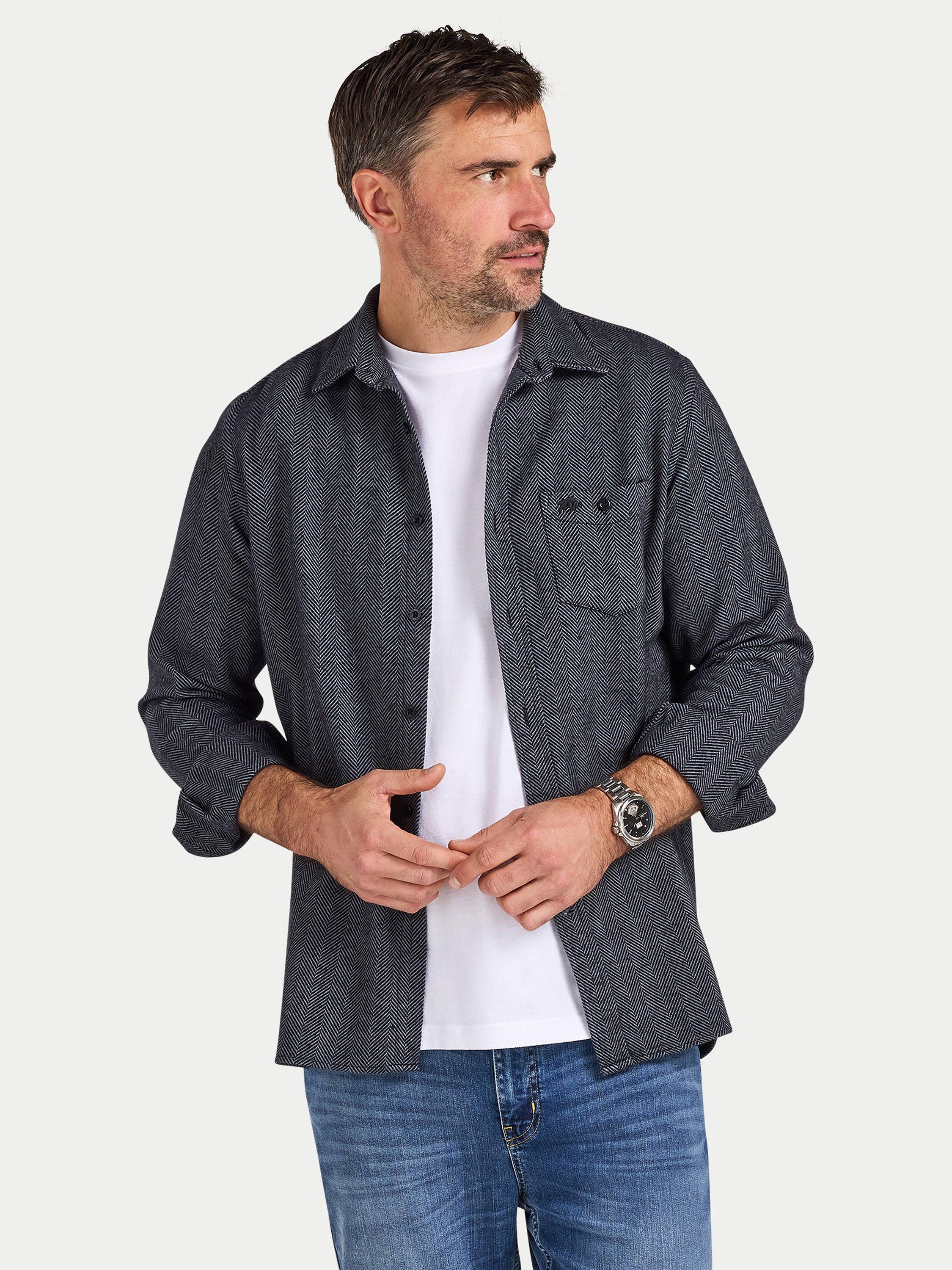Product image 1 of 9, which shows Raging Bull Cotton Regular Fit Herringbone Shirt, Charcoal, S