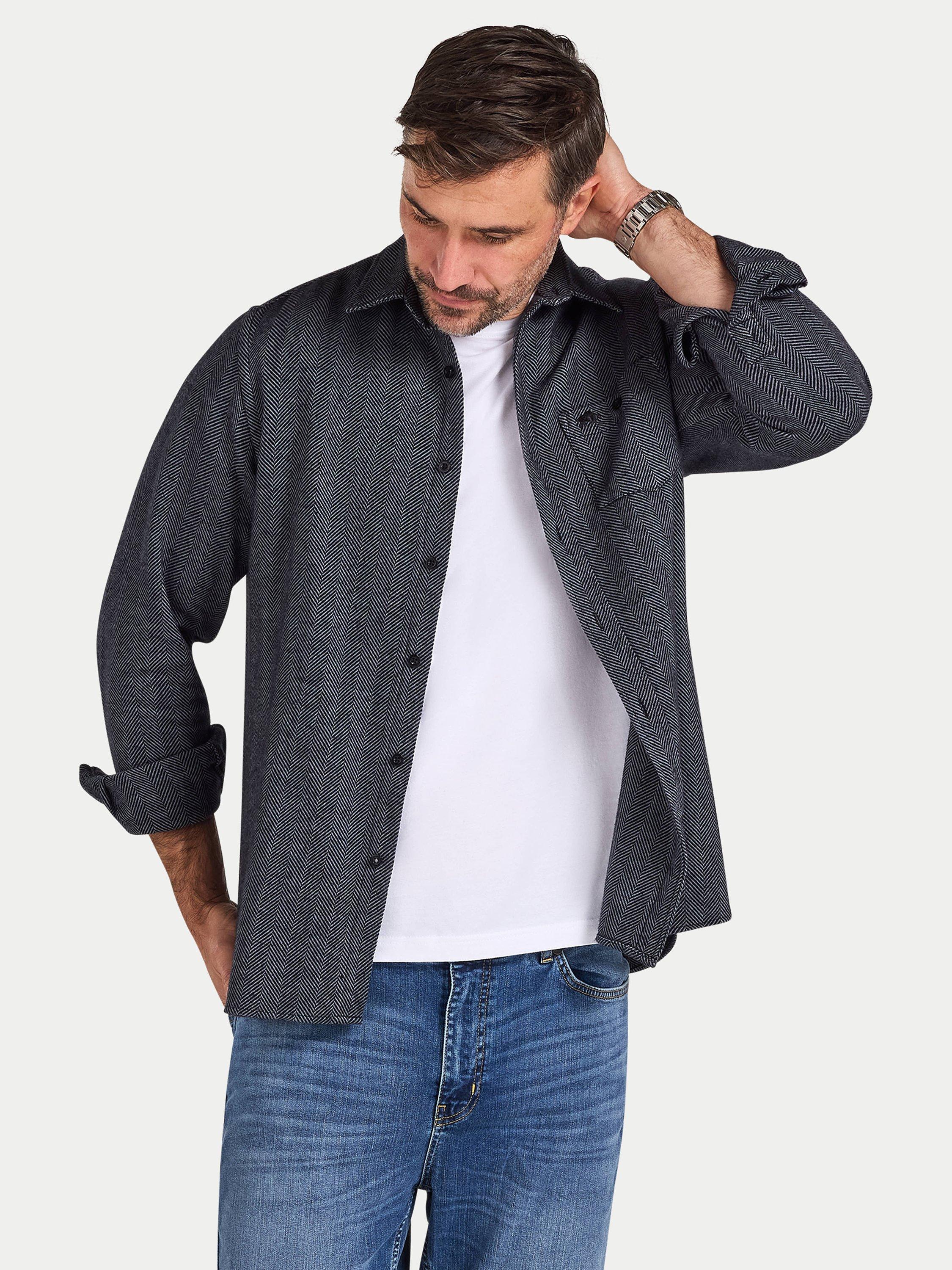 Product image 4 of 9, which shows Raging Bull Cotton Regular Fit Herringbone Shirt, Charcoal, S