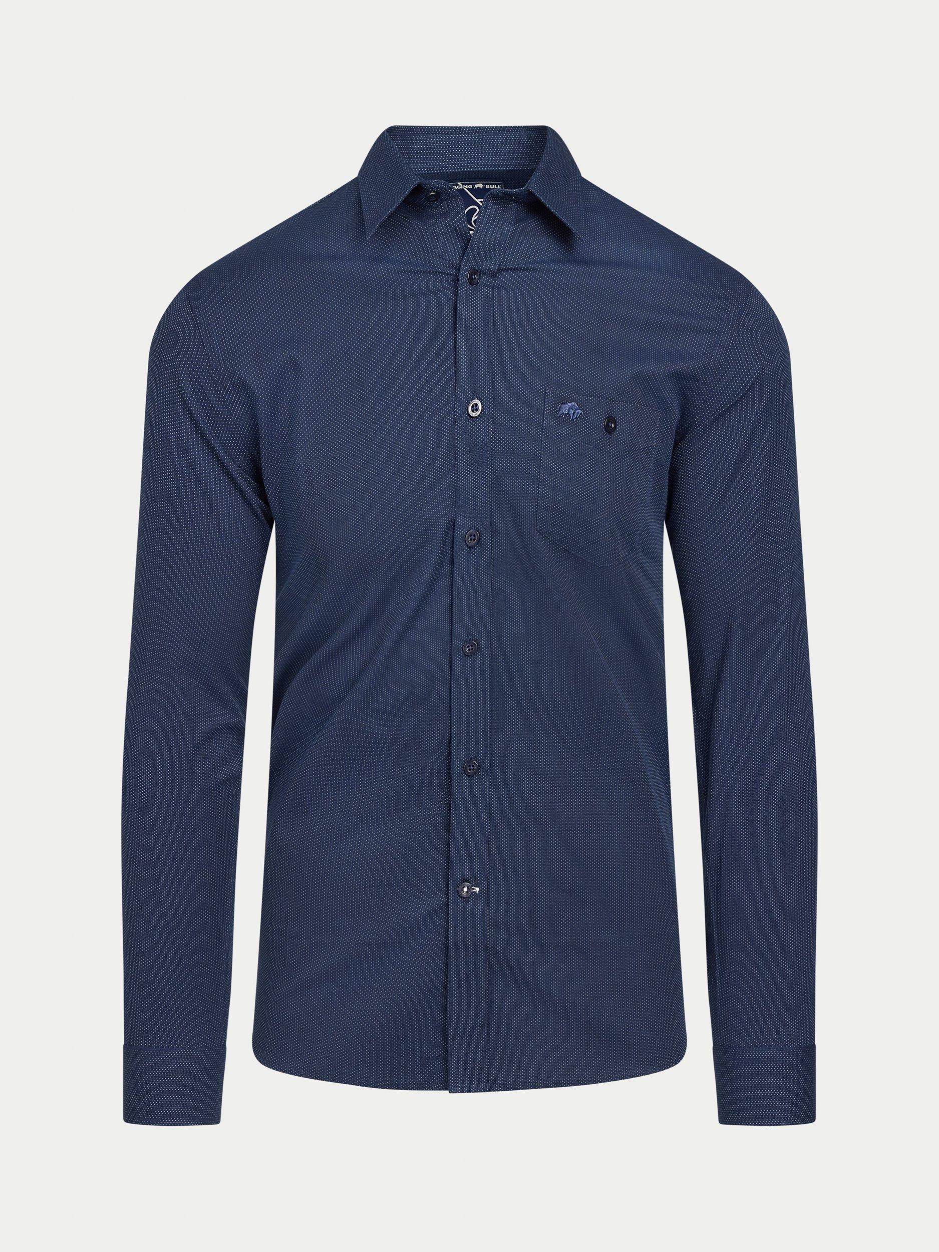 Product image 2 of 9, which shows Raging Bull Cotton Regular Fit Dash Dobby Shirt, Navy, S