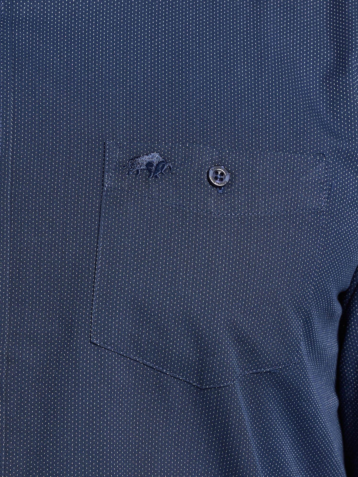 Product image 4 of 9, which shows Raging Bull Cotton Regular Fit Dash Dobby Shirt, Navy, S