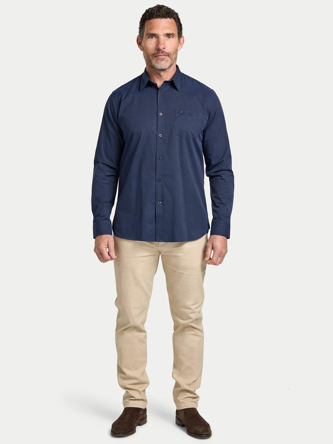 Product image 8 of 9, which shows Raging Bull Cotton Regular Fit Dash Dobby Shirt, Navy, S