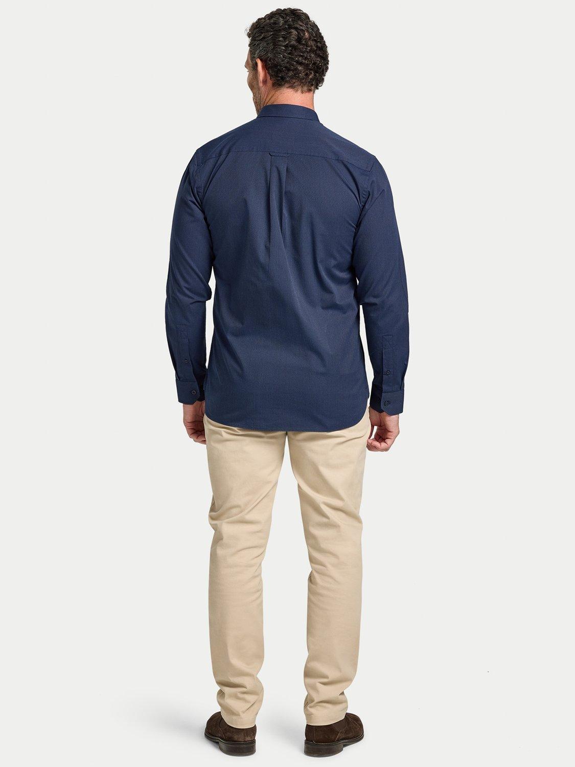 Product image 9 of 9, which shows Raging Bull Cotton Regular Fit Dash Dobby Shirt, Navy, S
