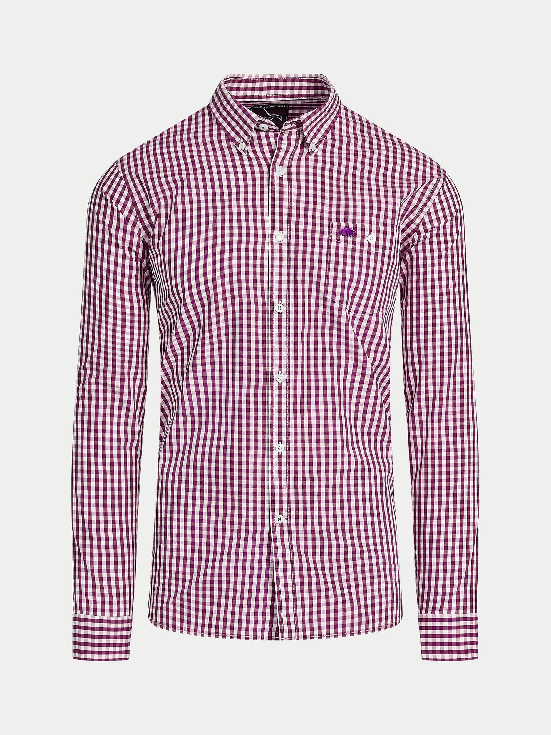 Product image 2 of 11, which shows Raging Bull Long Sleeve Gingham Check Shirt, Purple, S