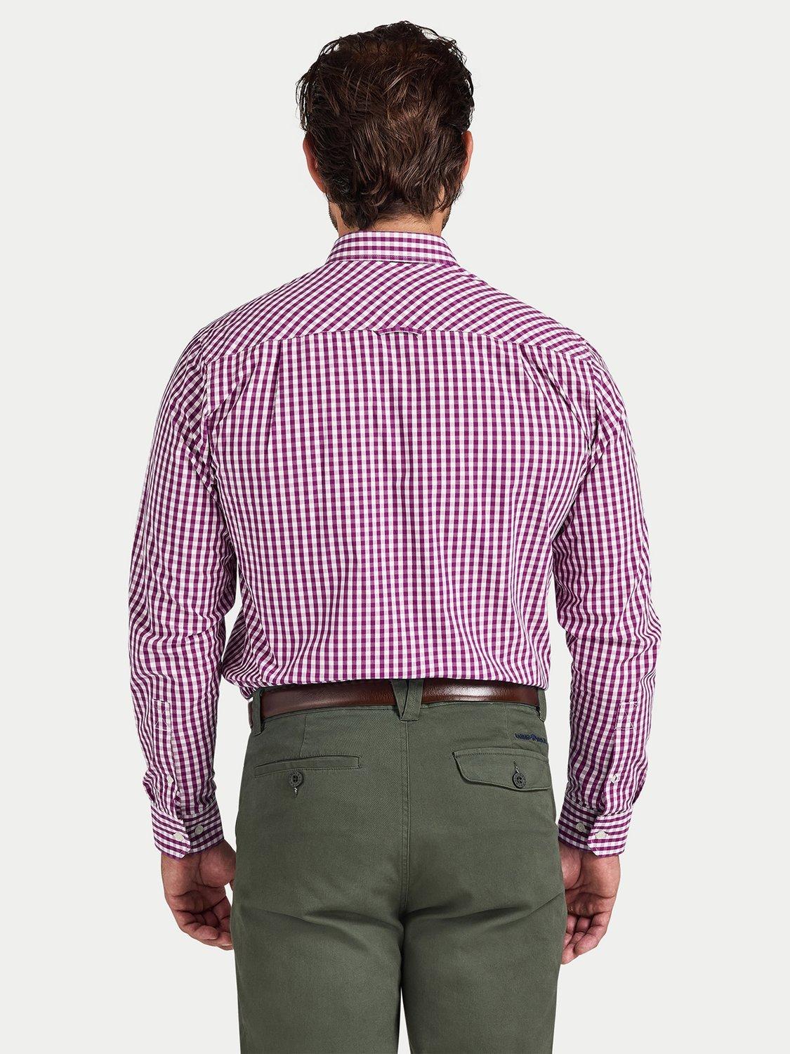 Product image 3 of 11, which shows Raging Bull Long Sleeve Gingham Check Shirt, Purple, S