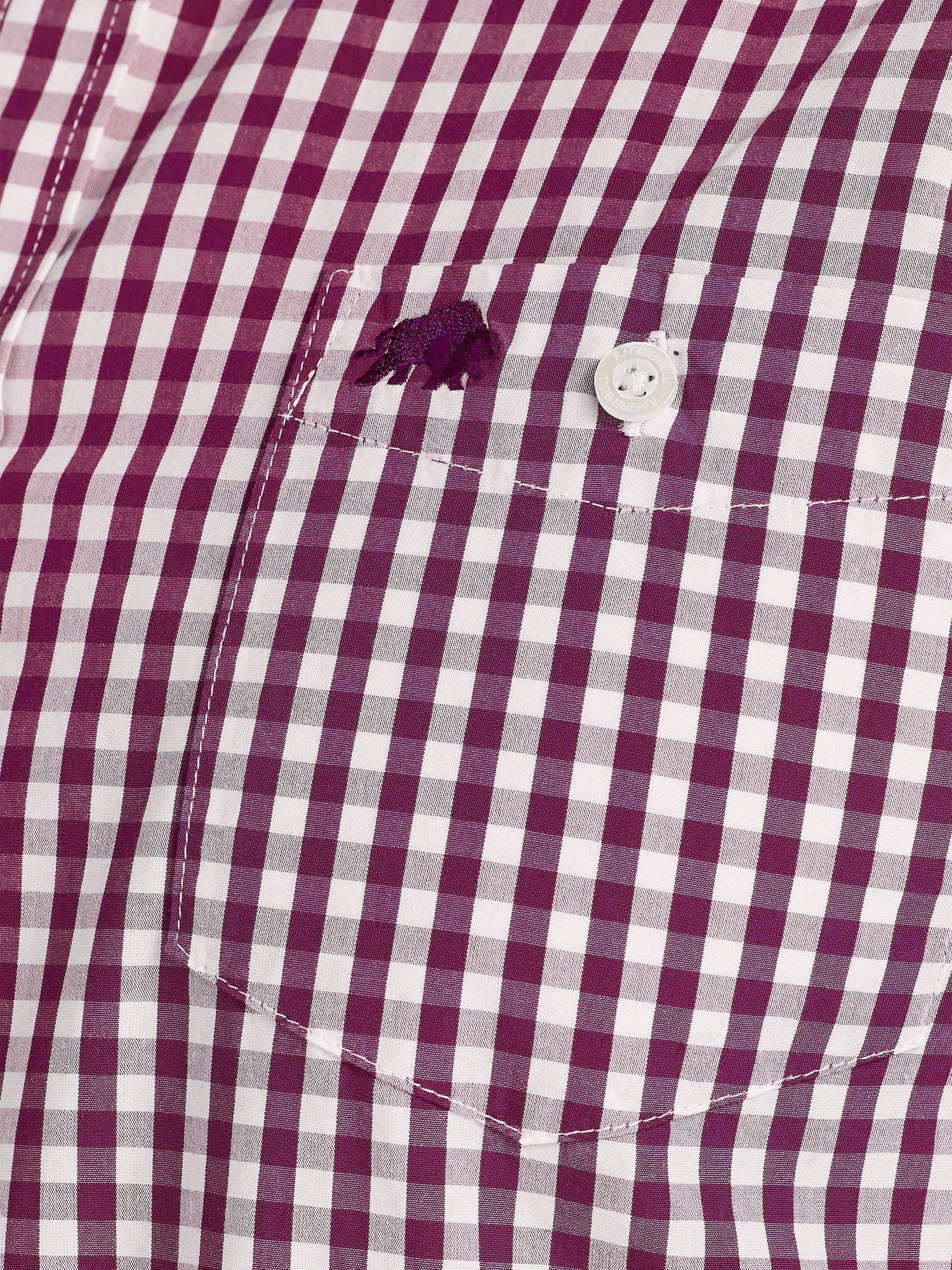 Product image 7 of 11, which shows Raging Bull Long Sleeve Gingham Check Shirt, Purple, S