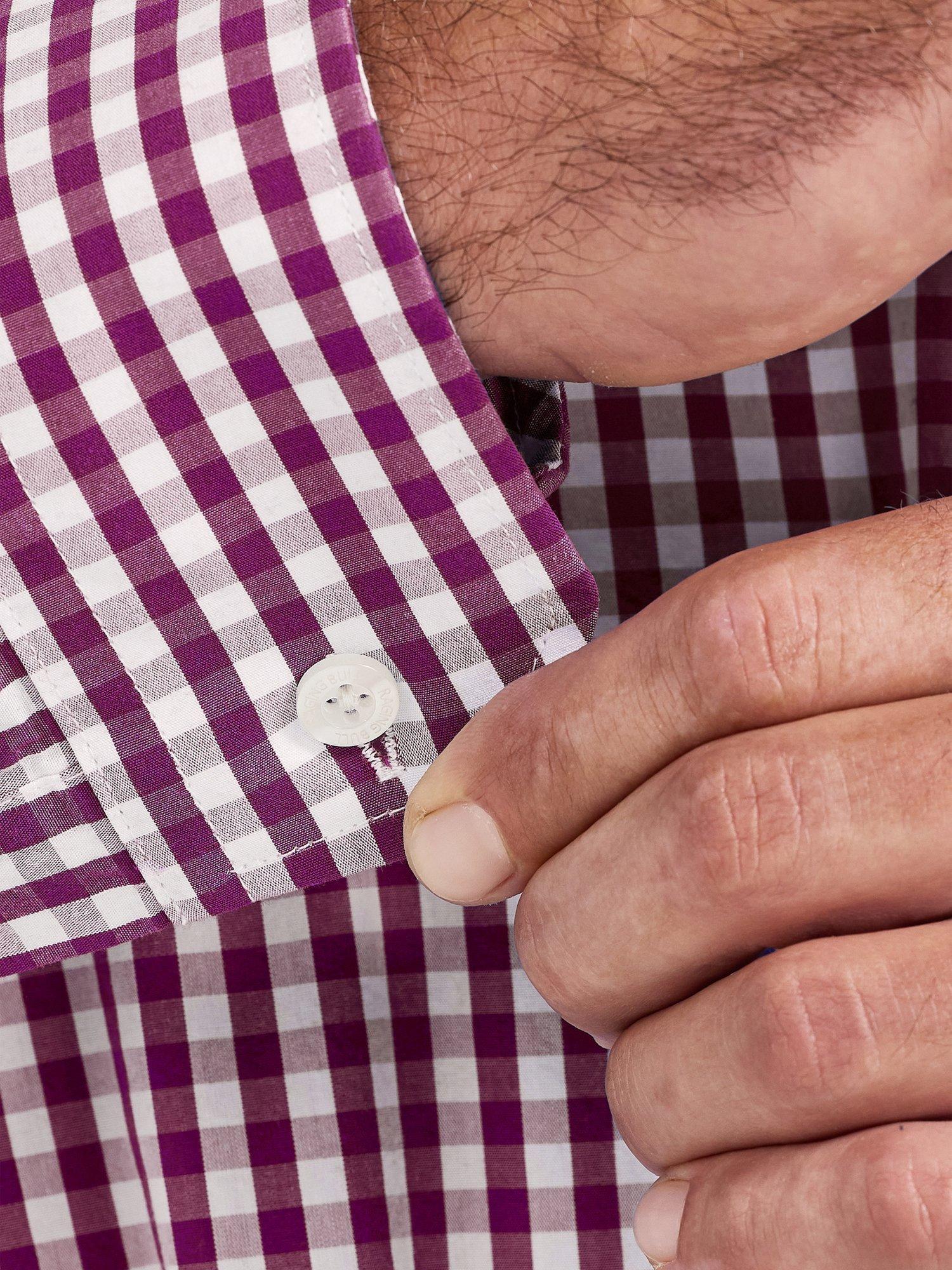 Product image 8 of 11, which shows Raging Bull Long Sleeve Gingham Check Shirt, Purple, S