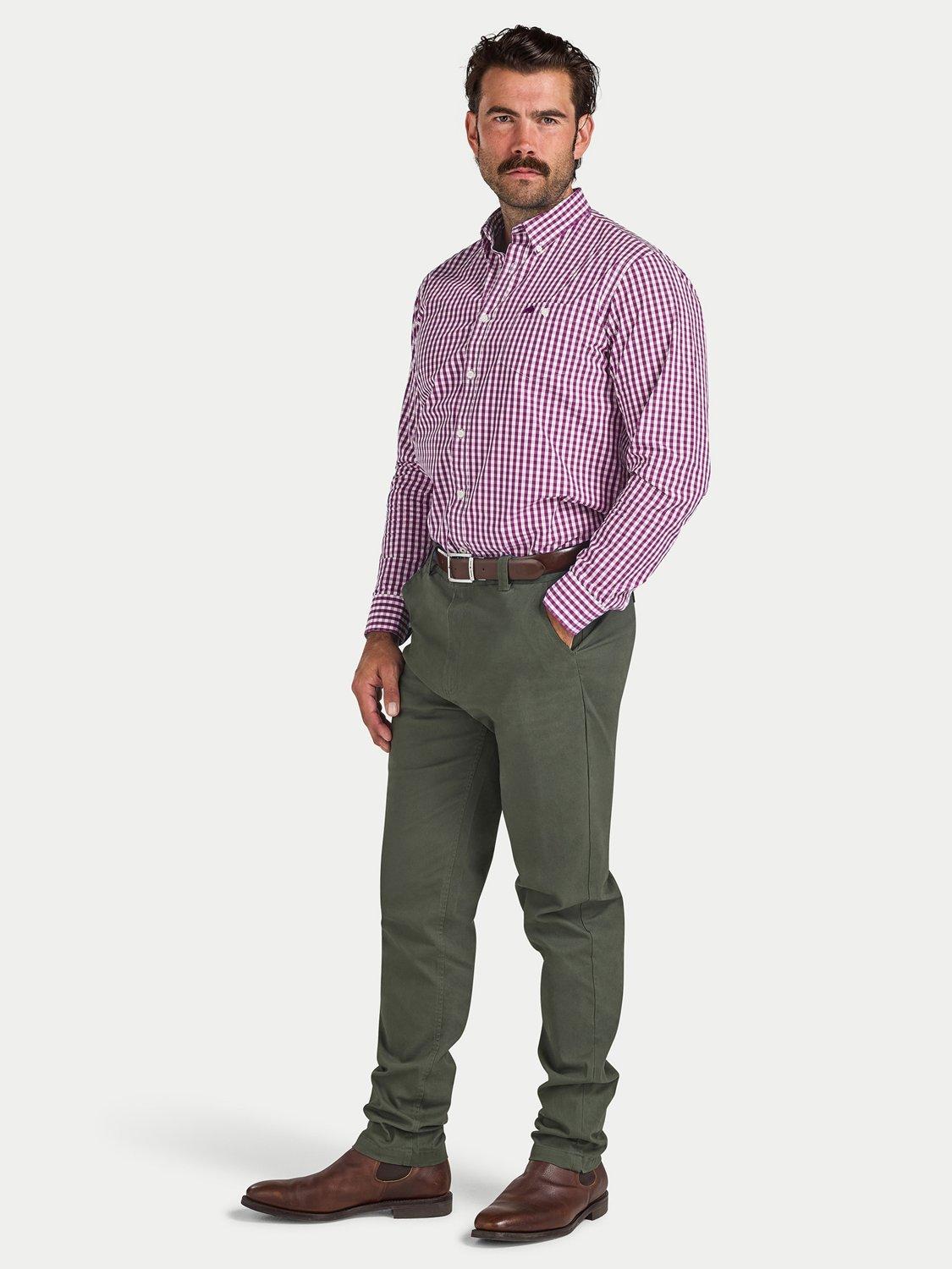 Product image 9 of 11, which shows Raging Bull Long Sleeve Gingham Check Shirt, Purple, S