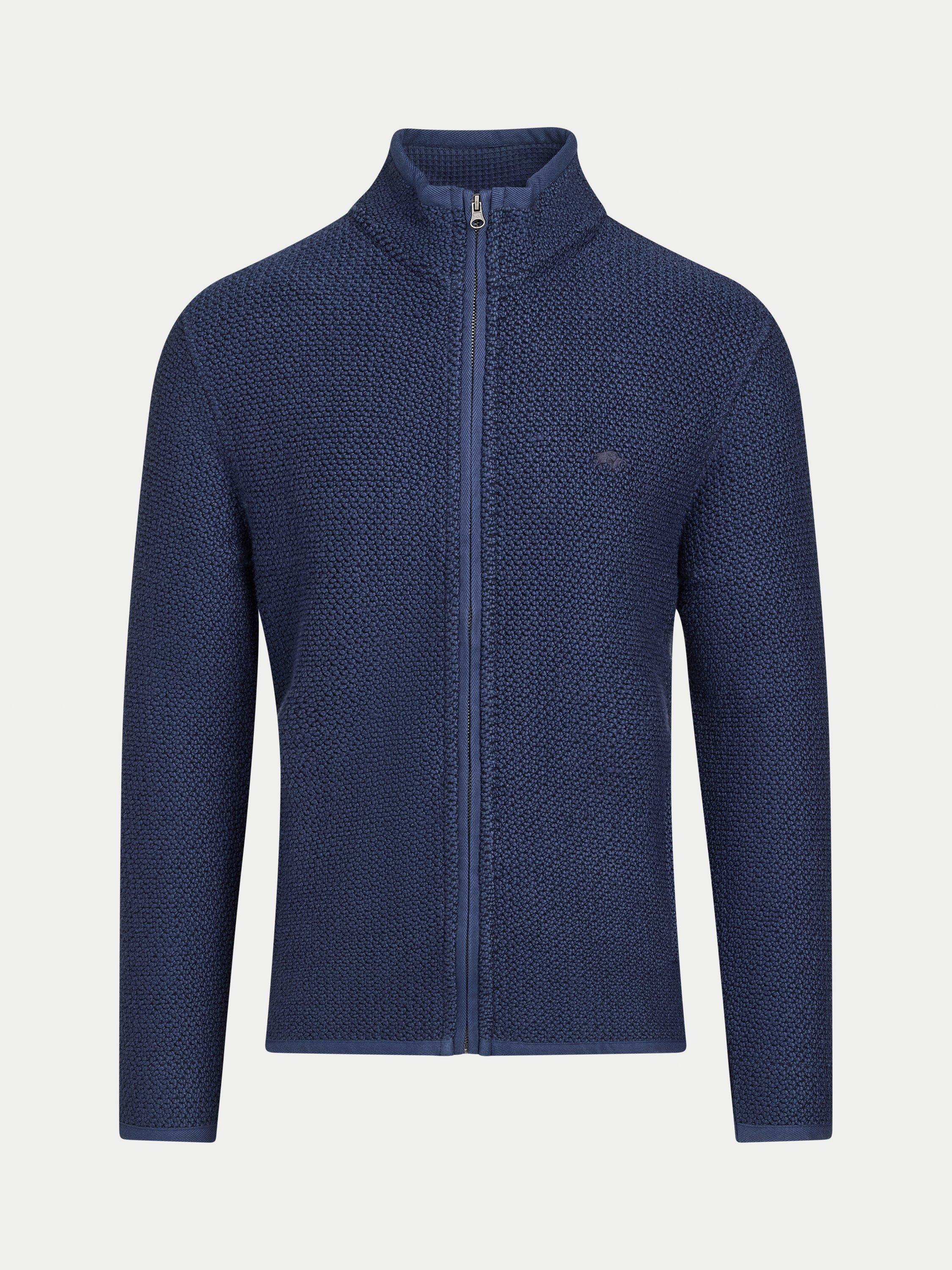 Product image 2 of 7, which shows Raging Bull Cotton Zip Through Textured Jacket, Navy, S
